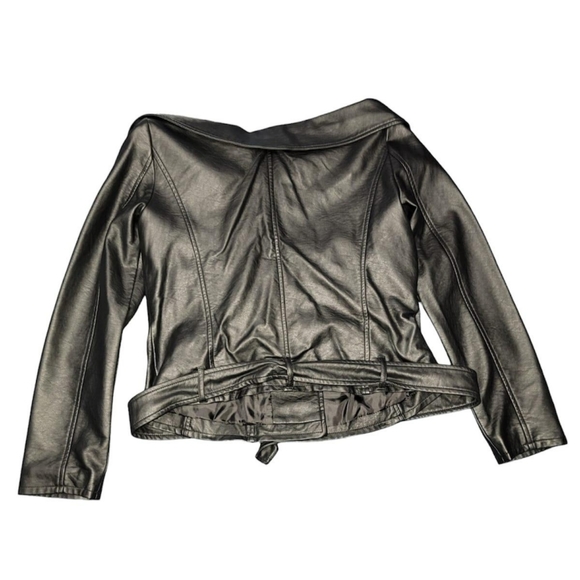 Black Off Shoulder Moto Jacket - Picture 4 of 5